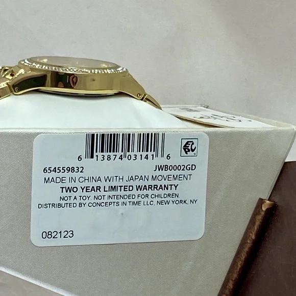 Jessica Simpson Gold Tone Watch Crystal Lion Head Hinged Bangle Bracelet Set NEW - Picture 7 of 15